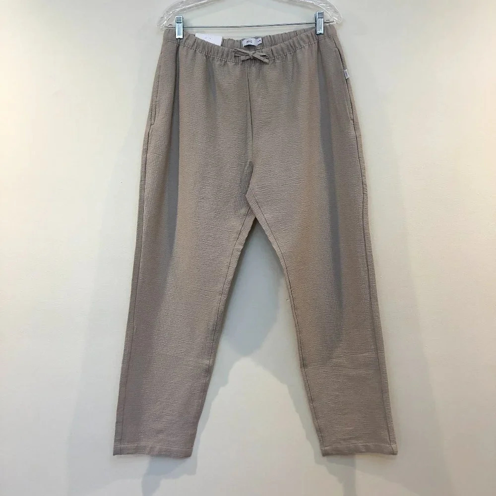 NEW ONIA Seersucker Loose Fitting Drawstring Cream Beach Pants Women's Medium - Picture 2 of 12